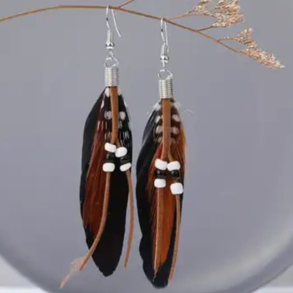 NEW Boho Feather festival dangle Earrings - Boutique - Picture 4 of 5
